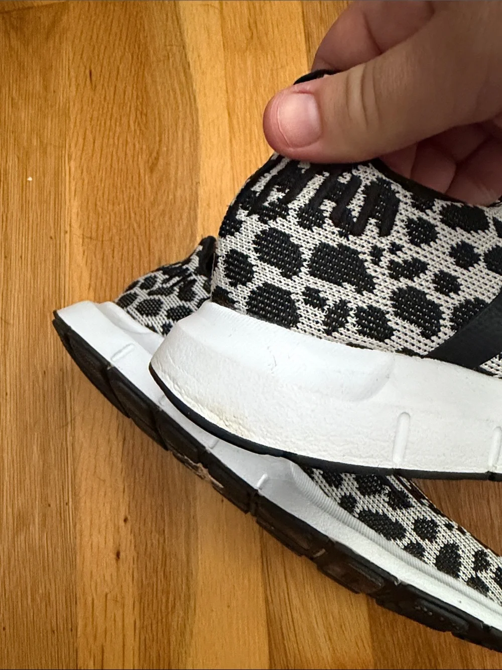 Women’s Adidas Black and White leopard Patterned Knit Sneakers